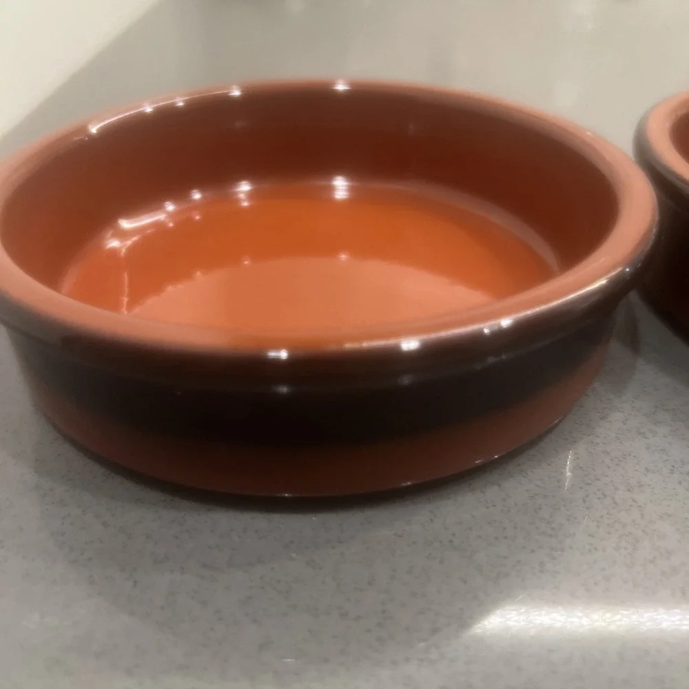 Set Of 2 CERMER Ramekins Terracotta Pottery Baking Dessert Dish Creme Brûlée